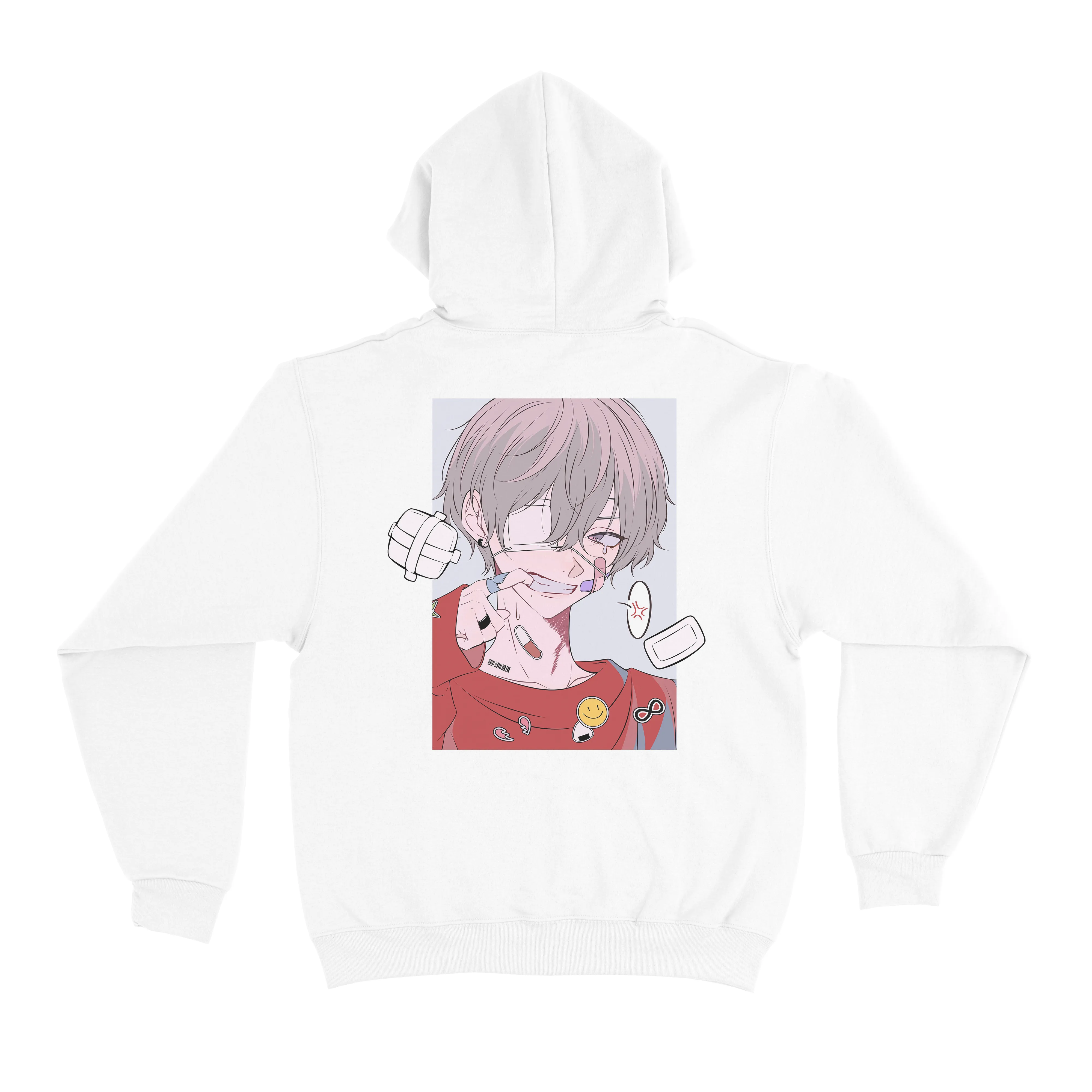 "Vapor" Basic Hoodie White/Pink
