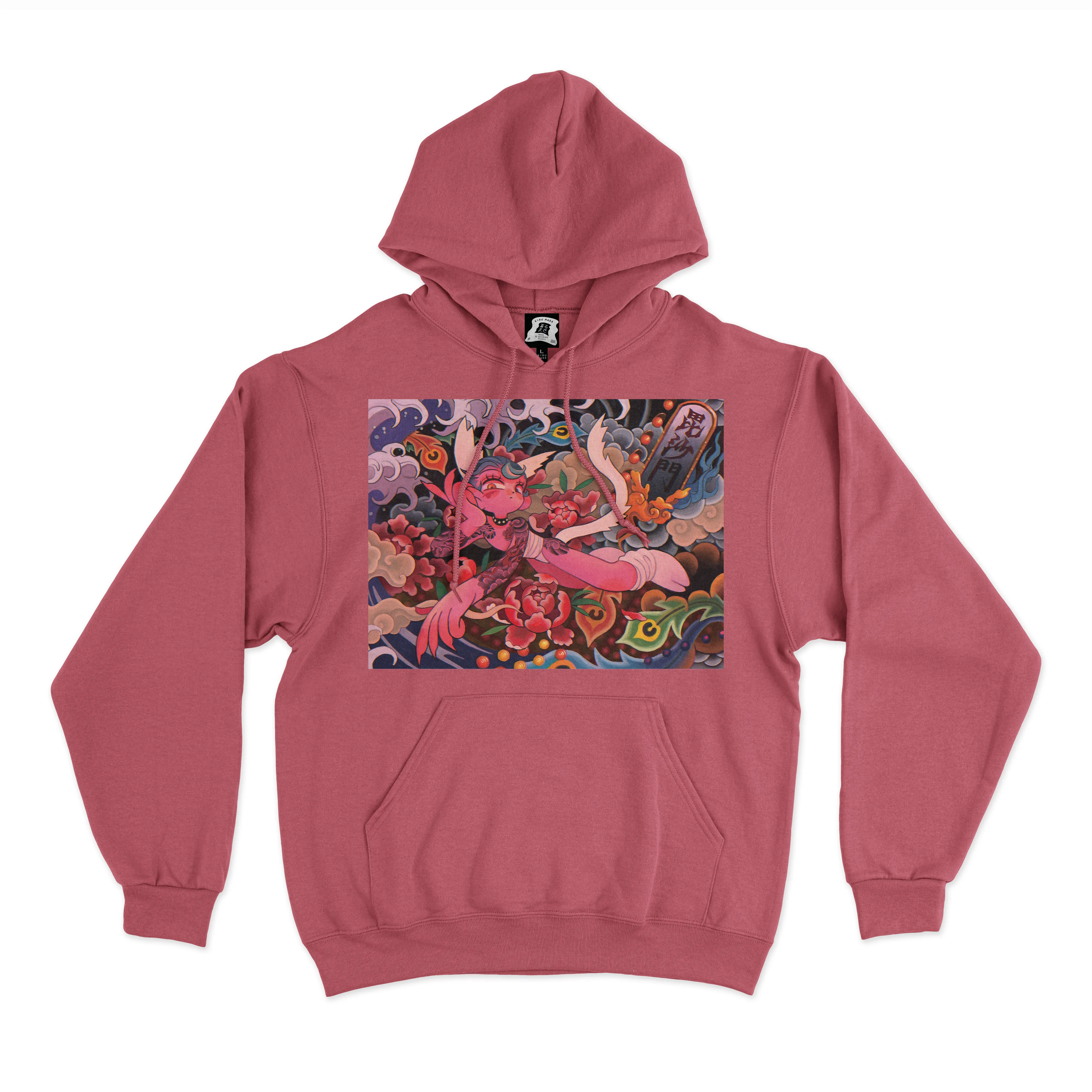 "Wave" Basic Hoodie White/Pink