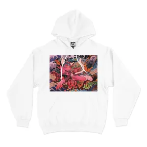 "Wave" Basic Hoodie White/Pink