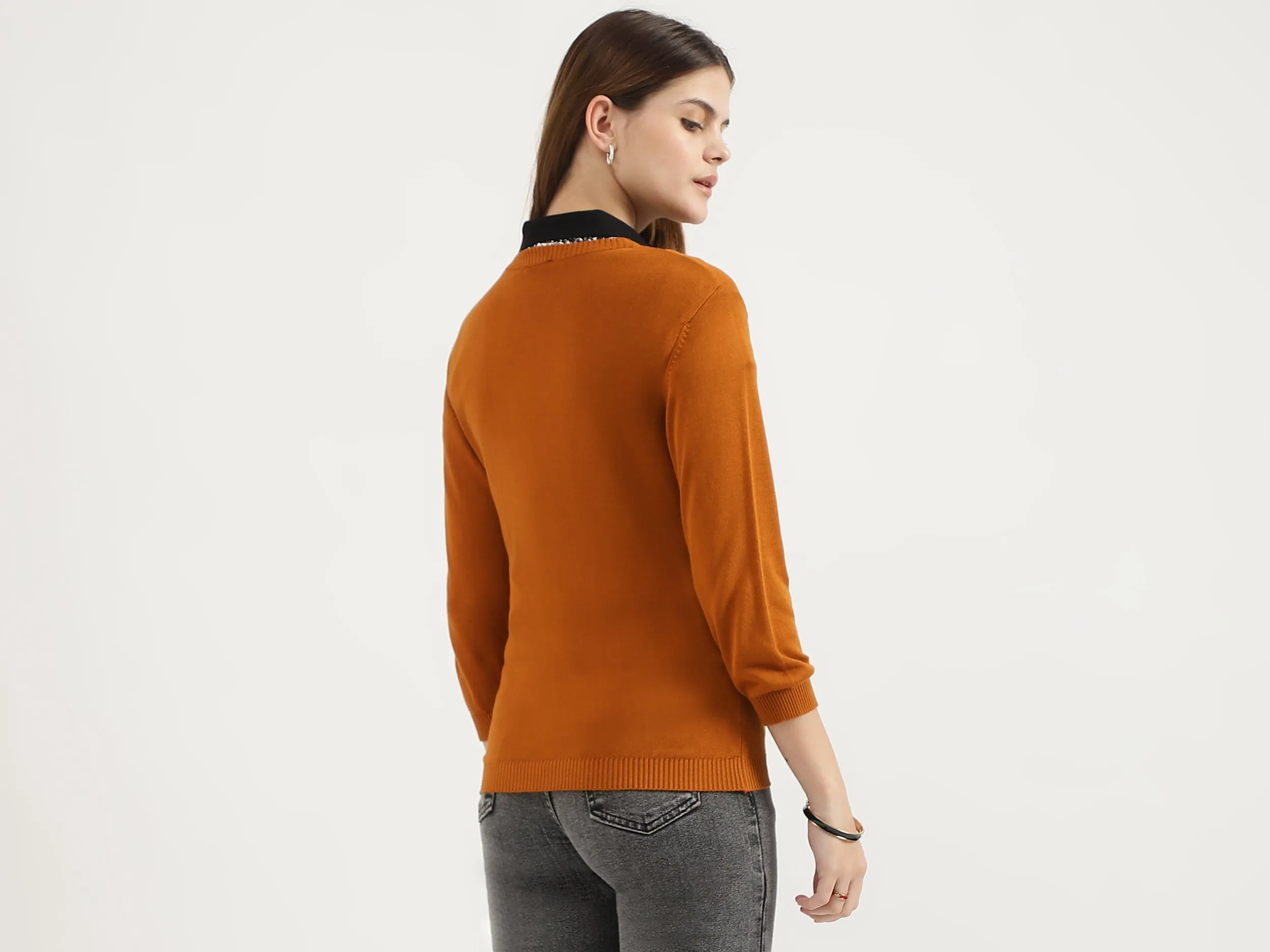Regular Fit Round Neck Solid Tops