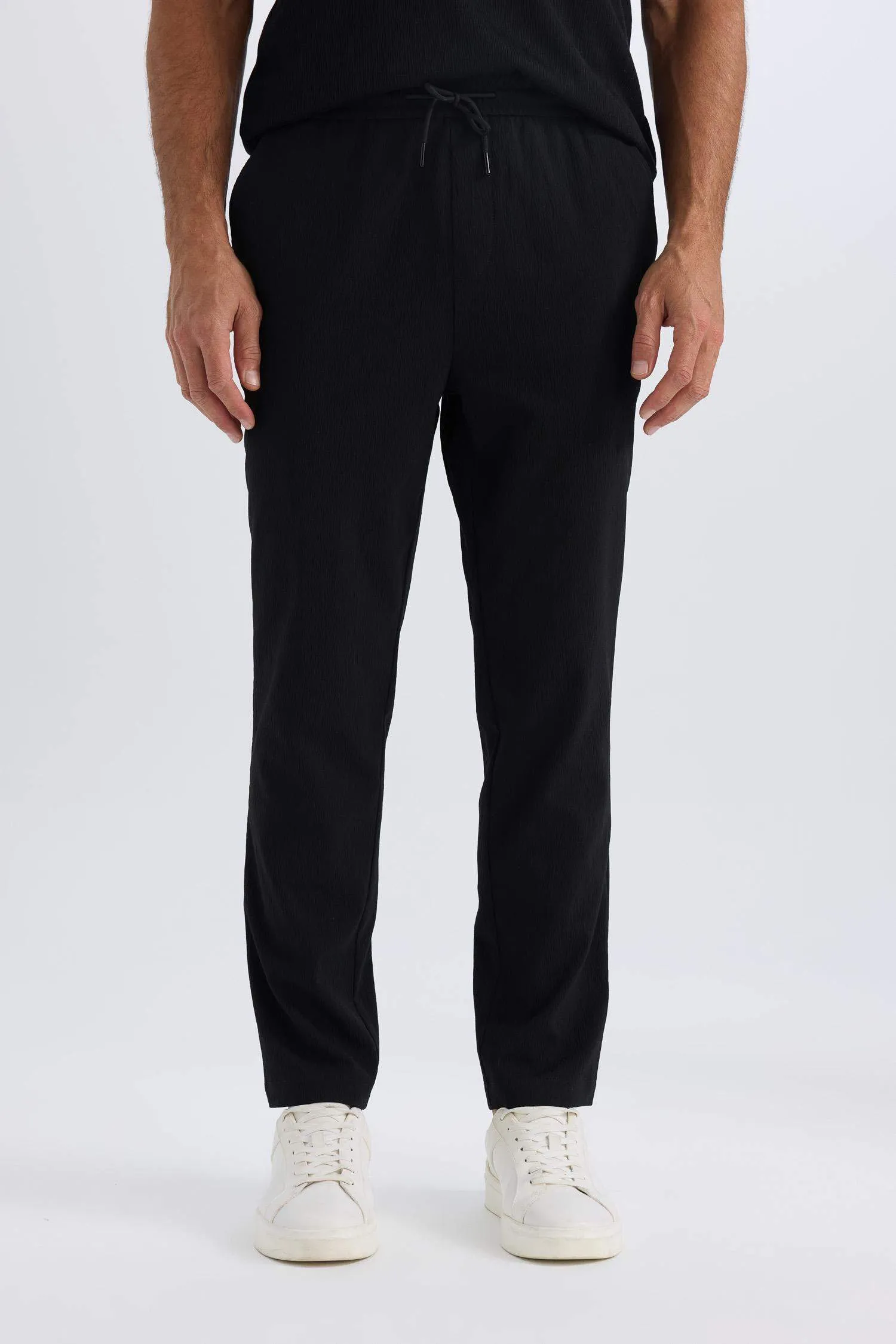 Relax Fit Comfortable Cut Straight Leg Cristed Summer Fabric Pants
