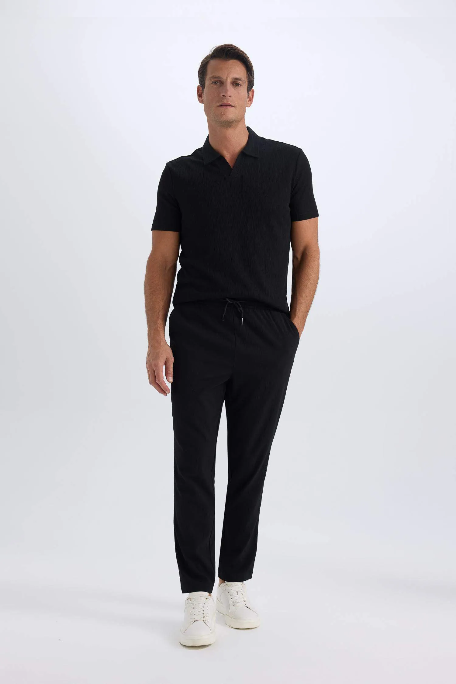 Relax Fit Comfortable Cut Straight Leg Cristed Summer Fabric Pants