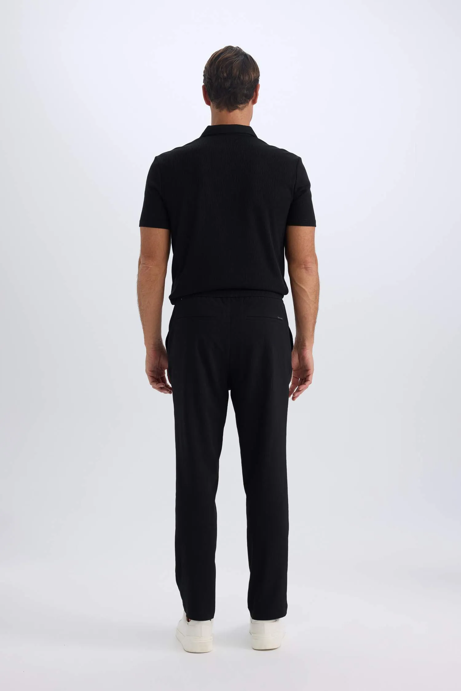 Relax Fit Comfortable Cut Straight Leg Cristed Summer Fabric Pants