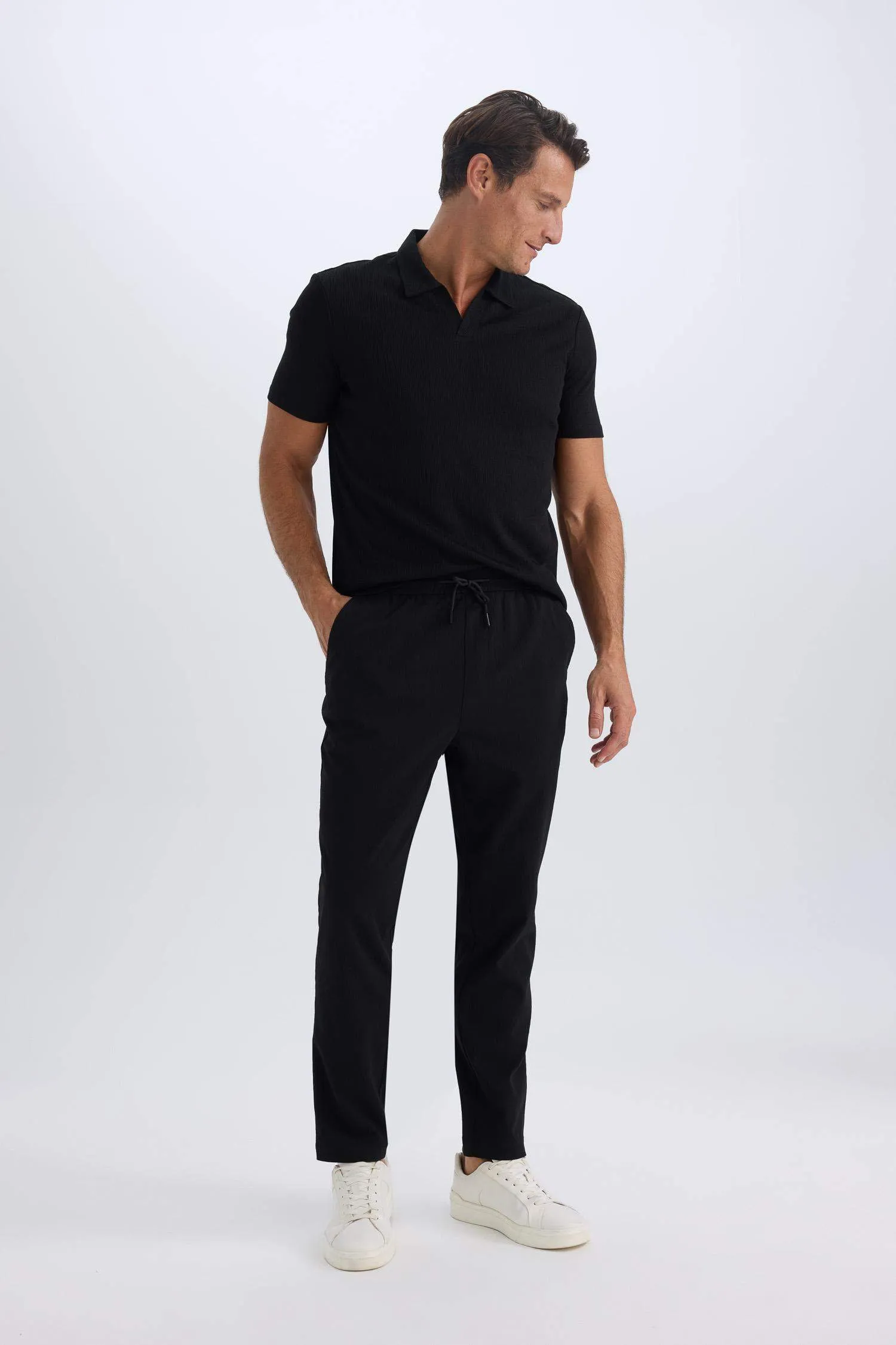 Relax Fit Comfortable Cut Straight Leg Cristed Summer Fabric Pants