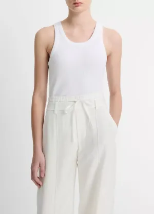 Ribbed Scoop-Neck Tank - Optic White