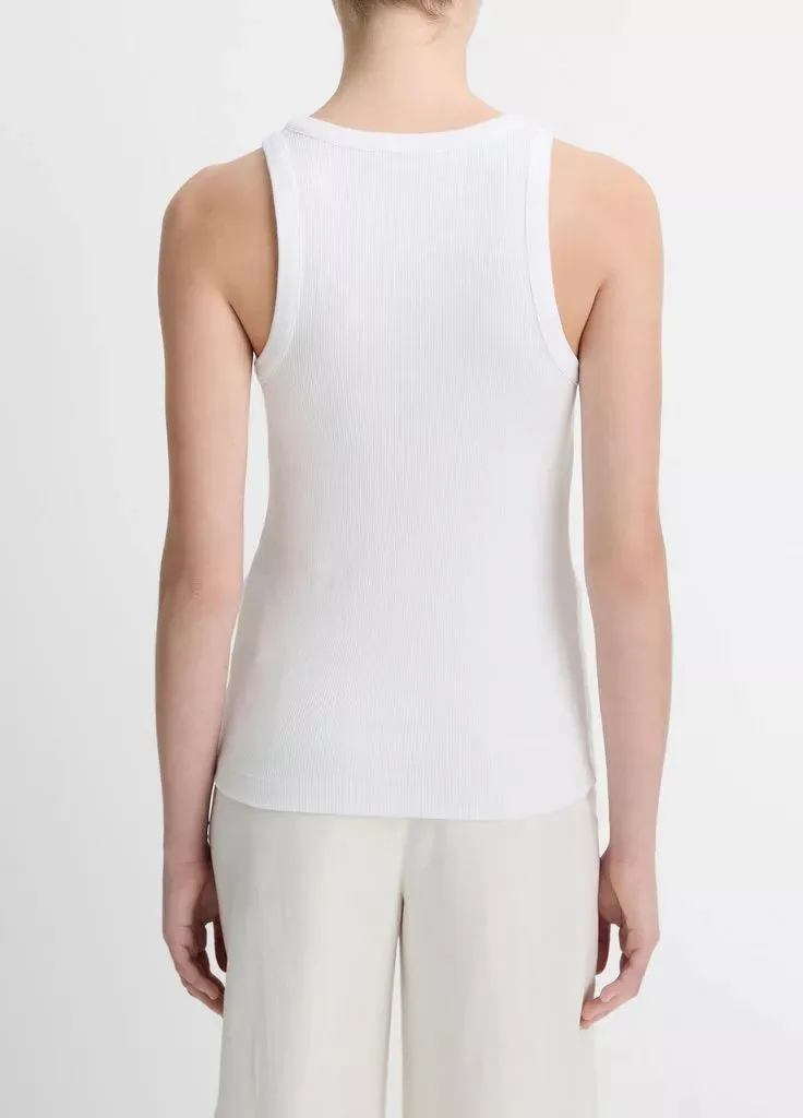 Ribbed Scoop-Neck Tank - Optic White
