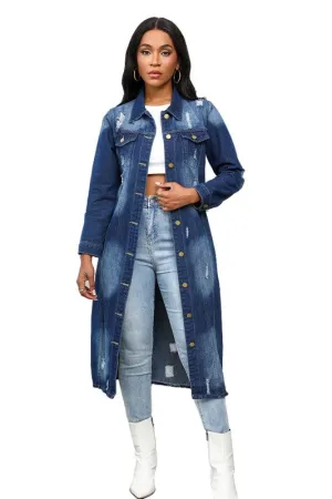 Runway Edge Distressed Denim Trench