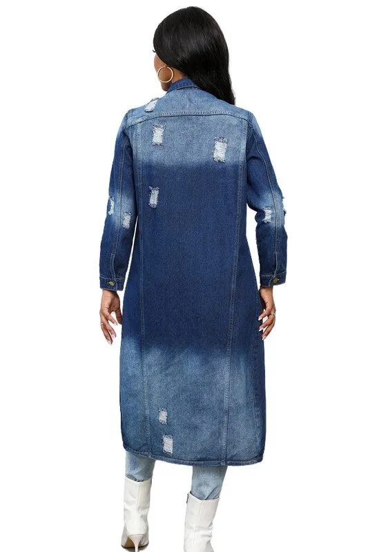 Runway Edge Distressed Denim Trench