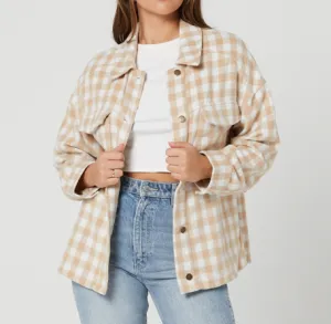 RUSTY CHECKED OUT OVERSIZED SHIRT - LIGHT FENNEL
