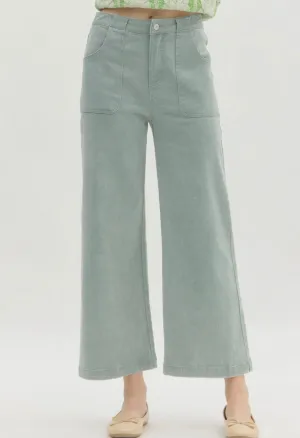 Sage Denim Crops