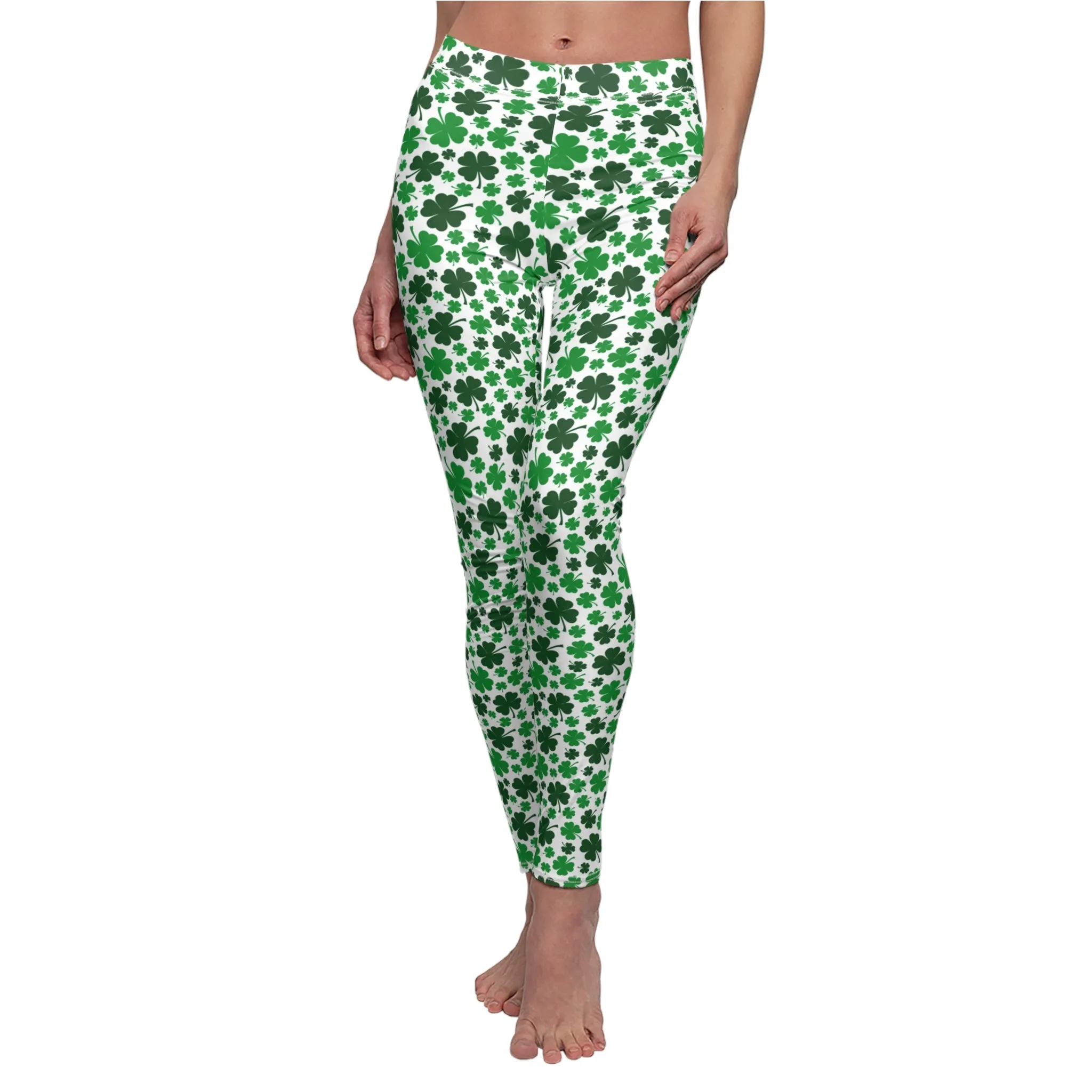 Shamrock Womens St Patricks Day Clover Leggings Yoga Pants - Saiko Studio