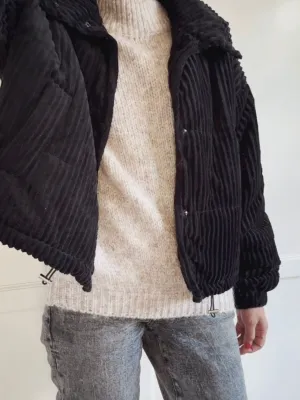 SHORT CORDUROY JACKET - BLACK