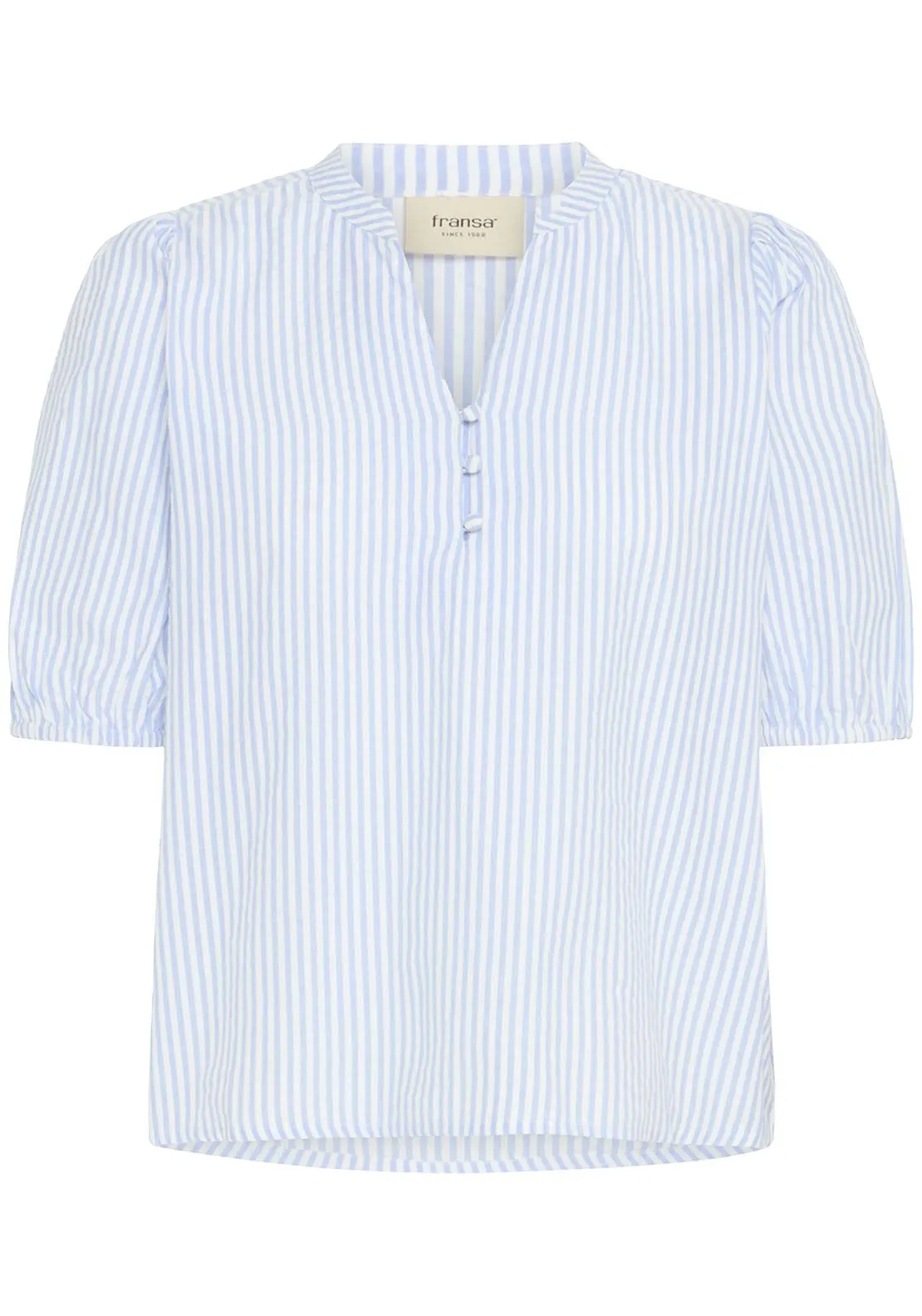 Short Sleeve Blouse - Cashmere Blue Stripes