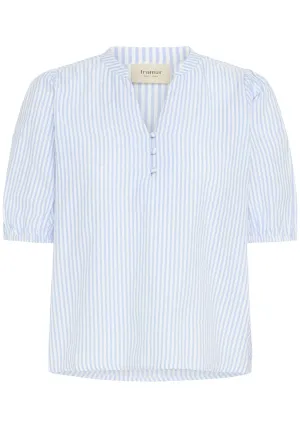 Short Sleeve Blouse - Cashmere Blue Stripes