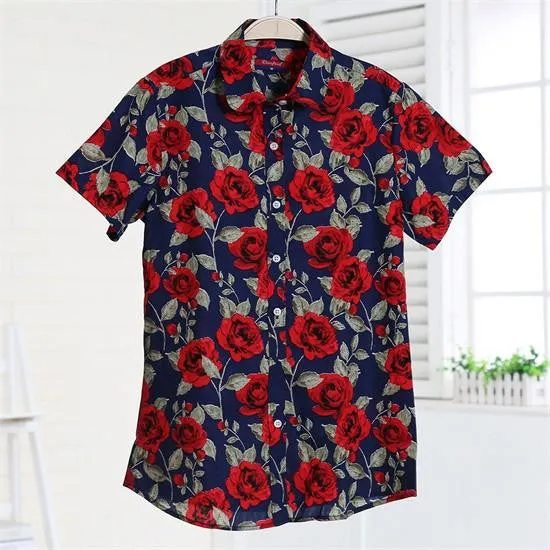 Short Sleeve Shirts Women Blouses Floral Print Cotton Tops Ladies Short Plus Size Women Clothes Fashion Shirt