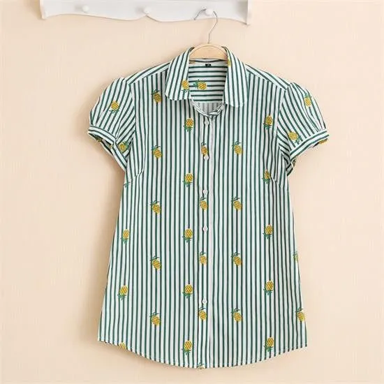 Short Sleeve Shirts Women Blouses Floral Print Cotton Tops Ladies Short Plus Size Women Clothes Fashion Shirt