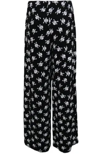 Skull Bones Print Palazzo Trouser
