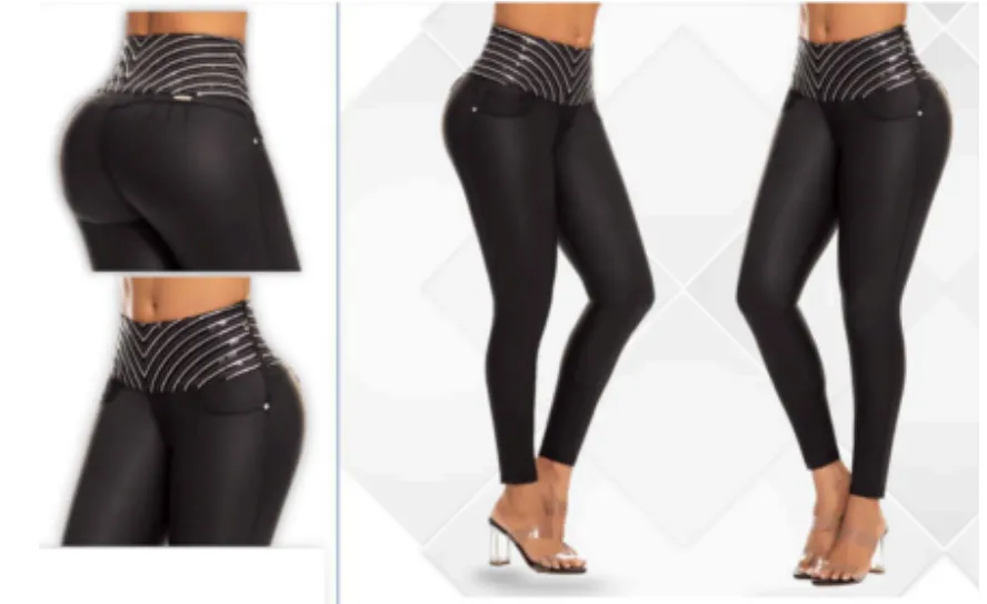 Slimming Black Stretch Pants with Silver Detailed Stripes
