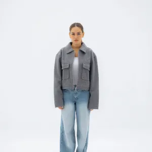 Soft cropped jacket - Dark grey