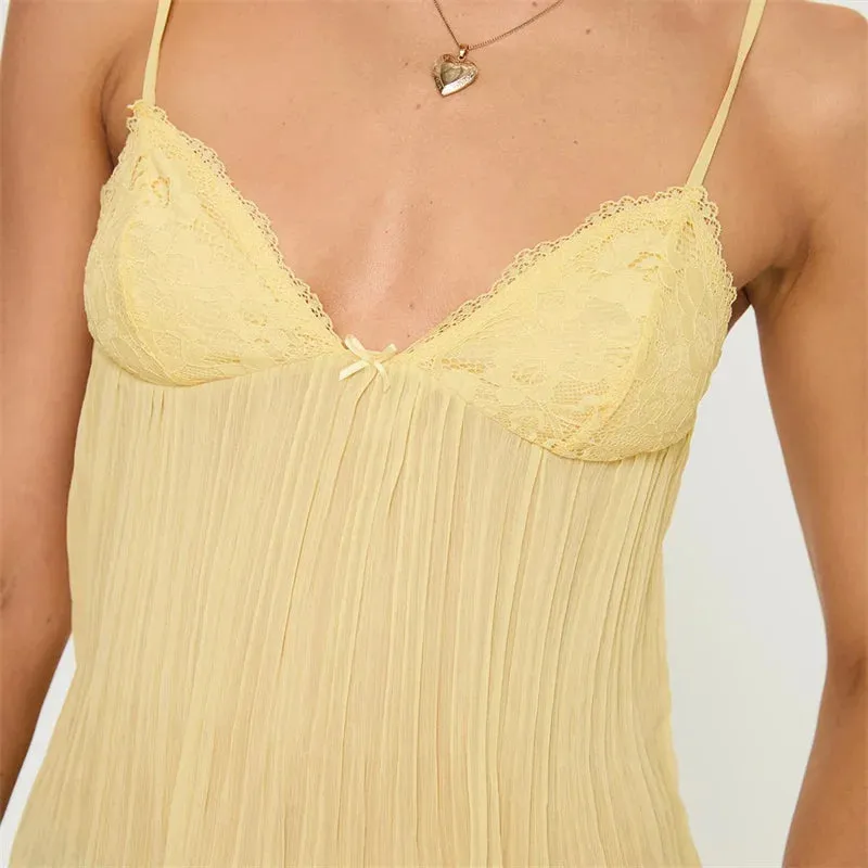Soft Ruched Lace Camisole Top