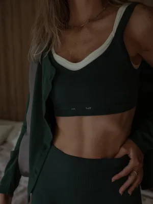SOFT SEAMLESS CROP TOP  - MYSTIC GREEN
