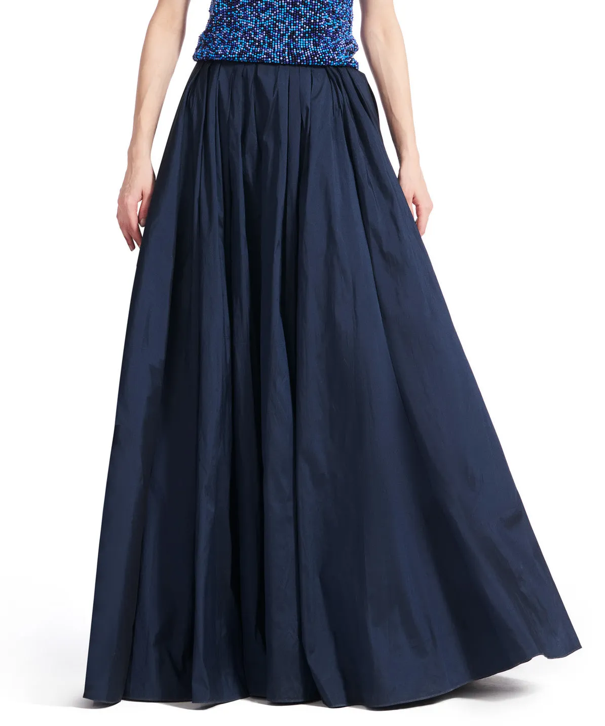 SOFT TAFFETA PLEATED BALLGOWN SKIRT NAVY