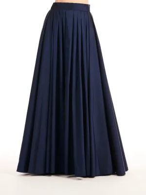SOFT TAFFETA PLEATED BALLGOWN SKIRT NAVY