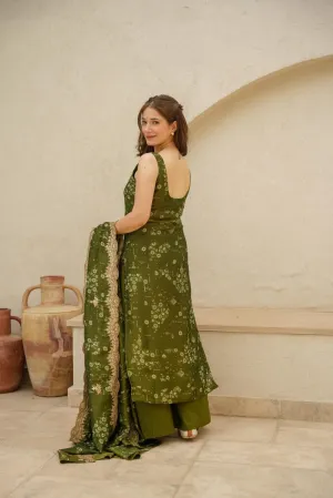 Sol green cosmos kurta set