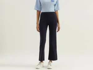 Solid High Waist Bootleg Trousers