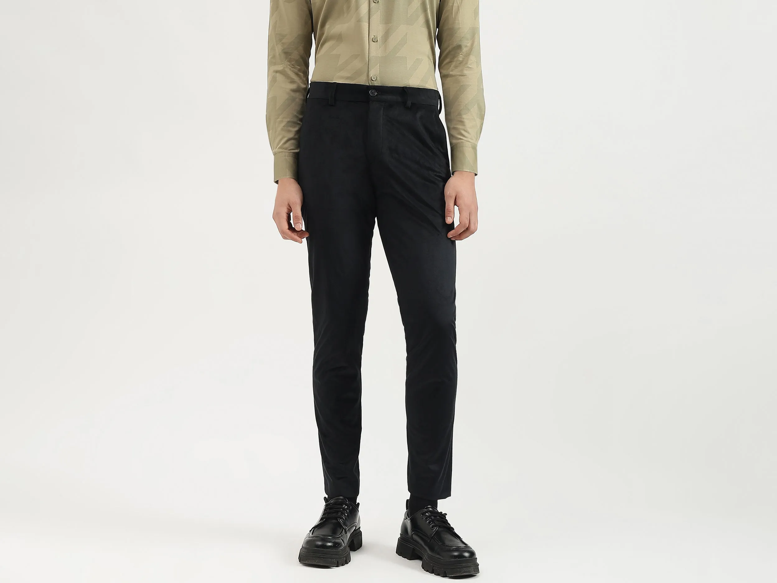 Solid Relaxed Fit Trousers