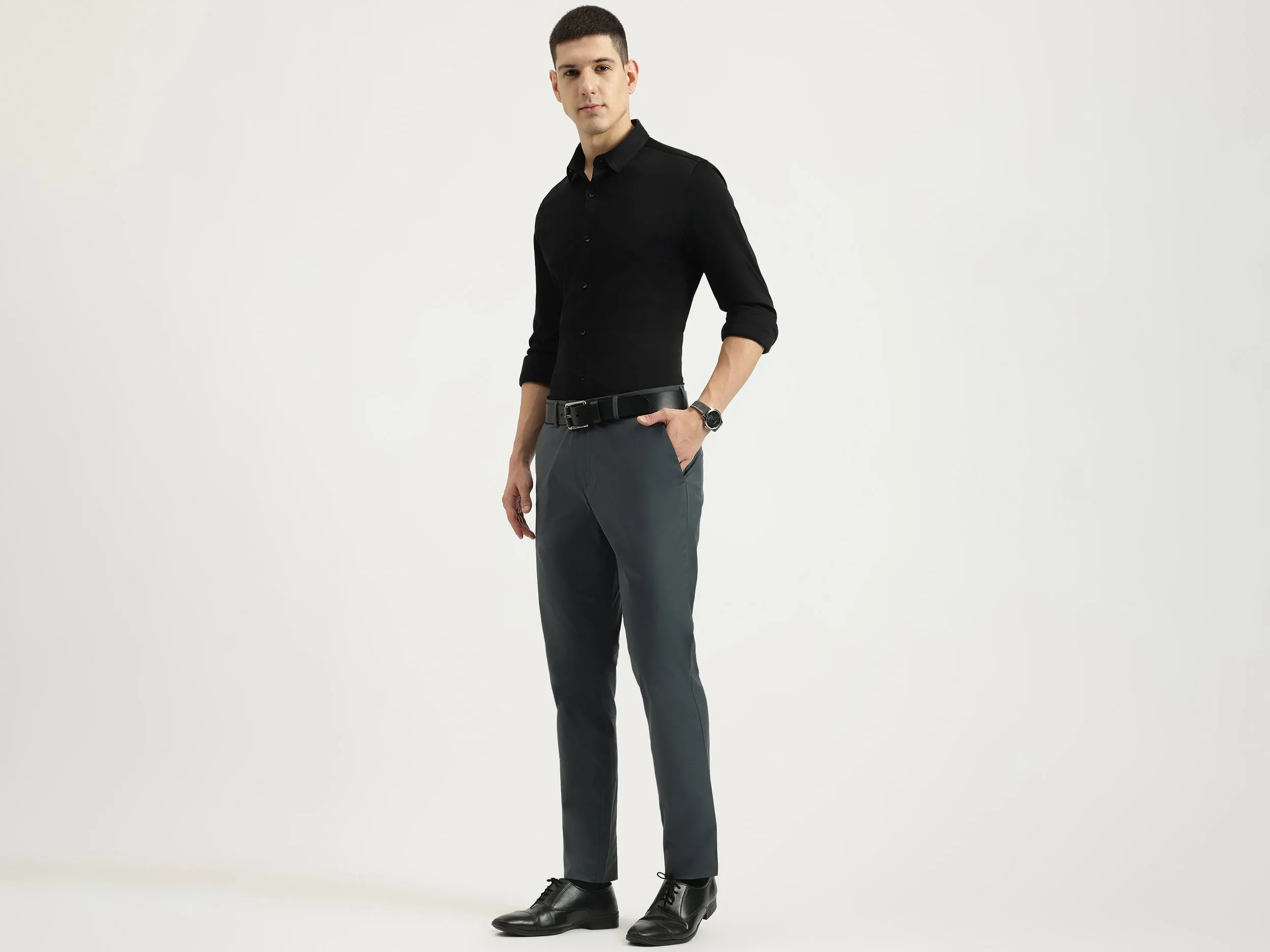 Solid Relaxed Fit Trousers