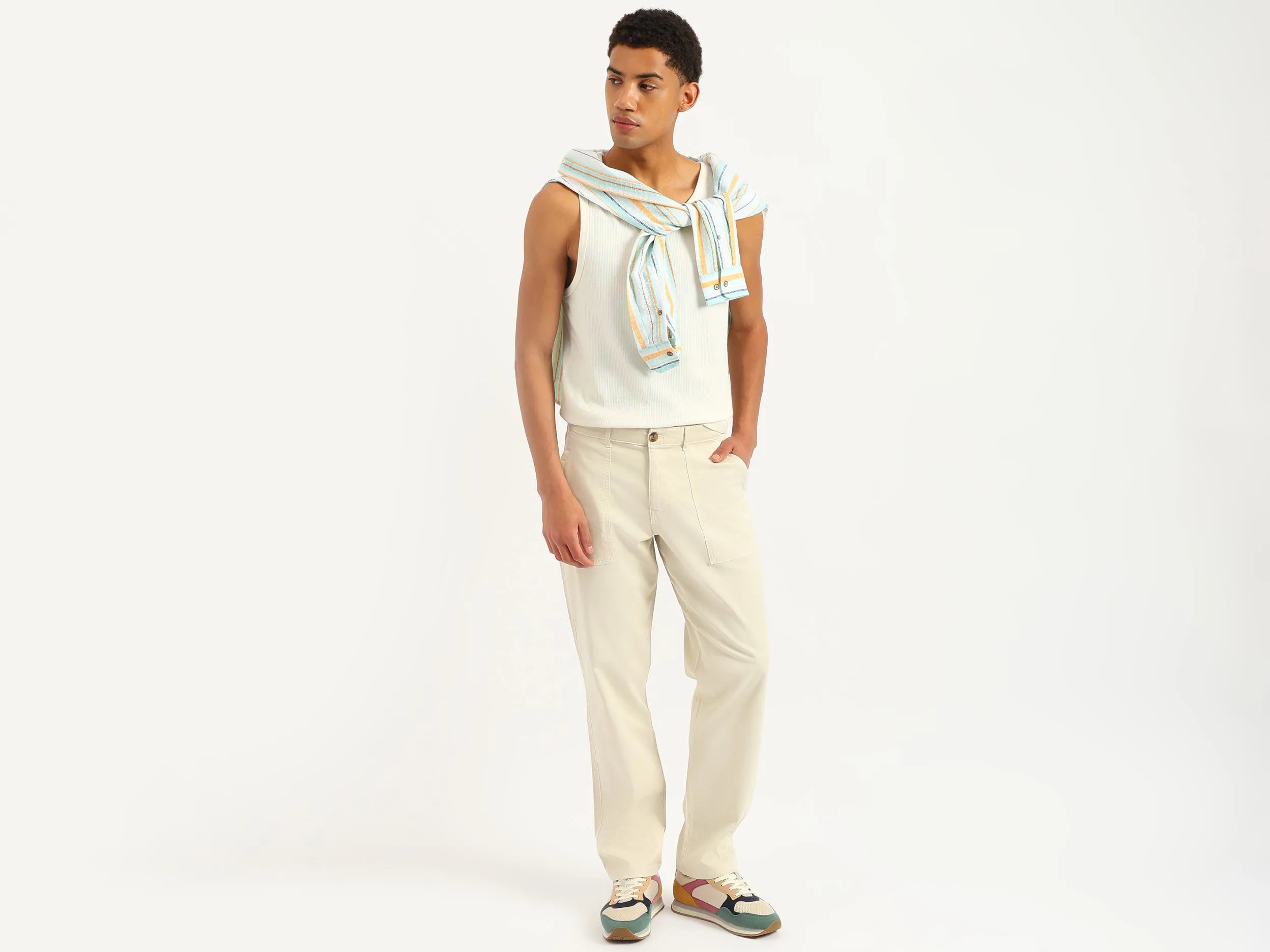 Solid Straight Fit Trousers
