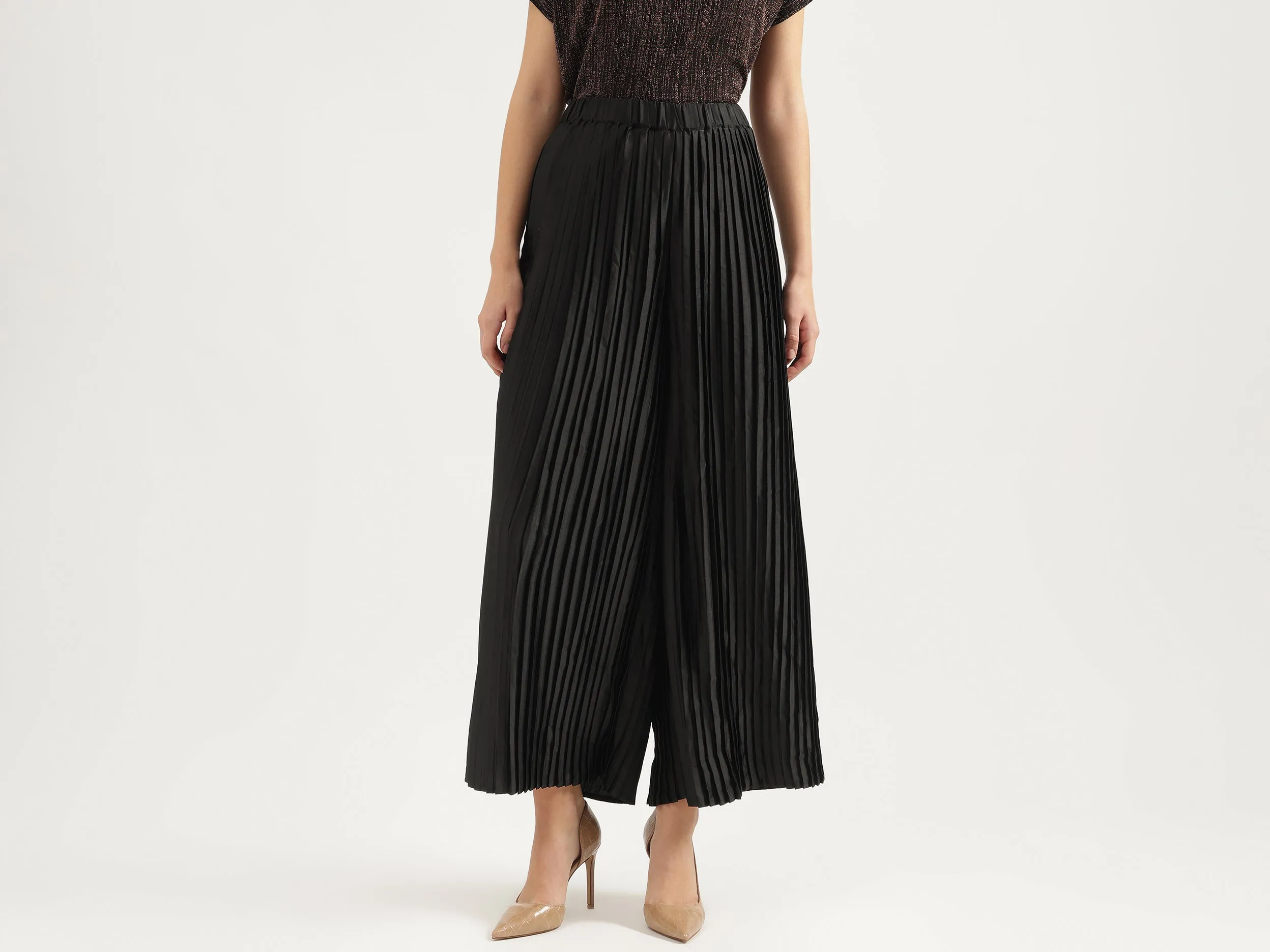 Solid Wide Leg Fit Trousers