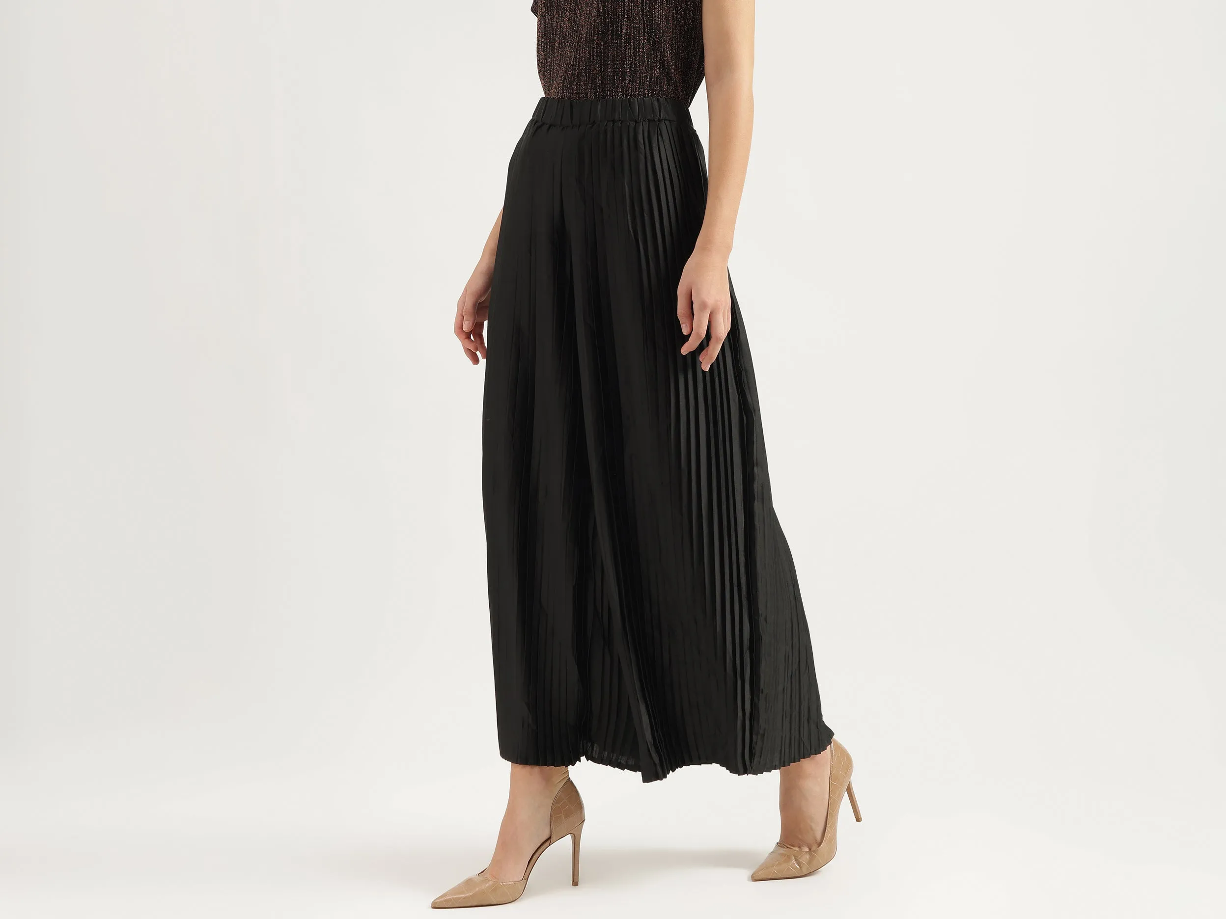 Solid Wide Leg Fit Trousers