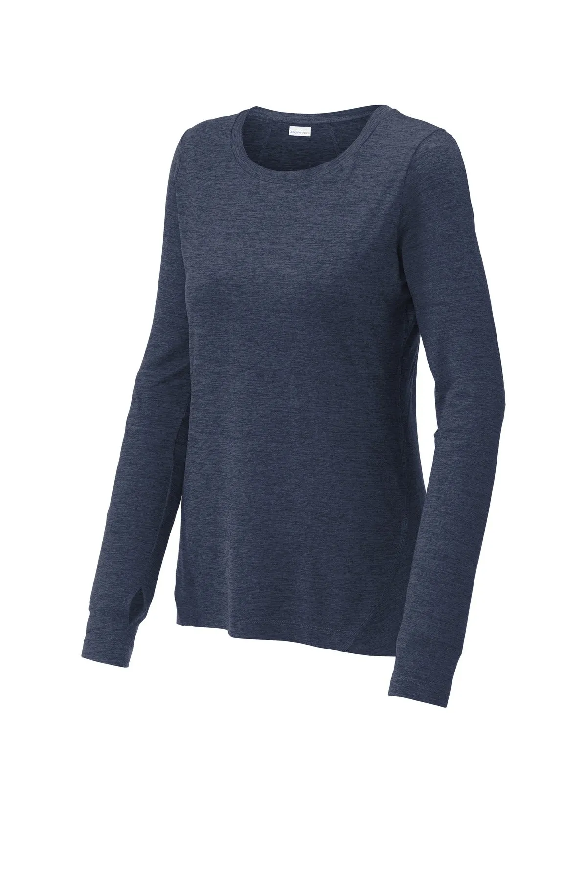 Sport-Tek  Women's Exchange 1.5 Long Sleeve Crew. LST710 Dark Denim Heather
