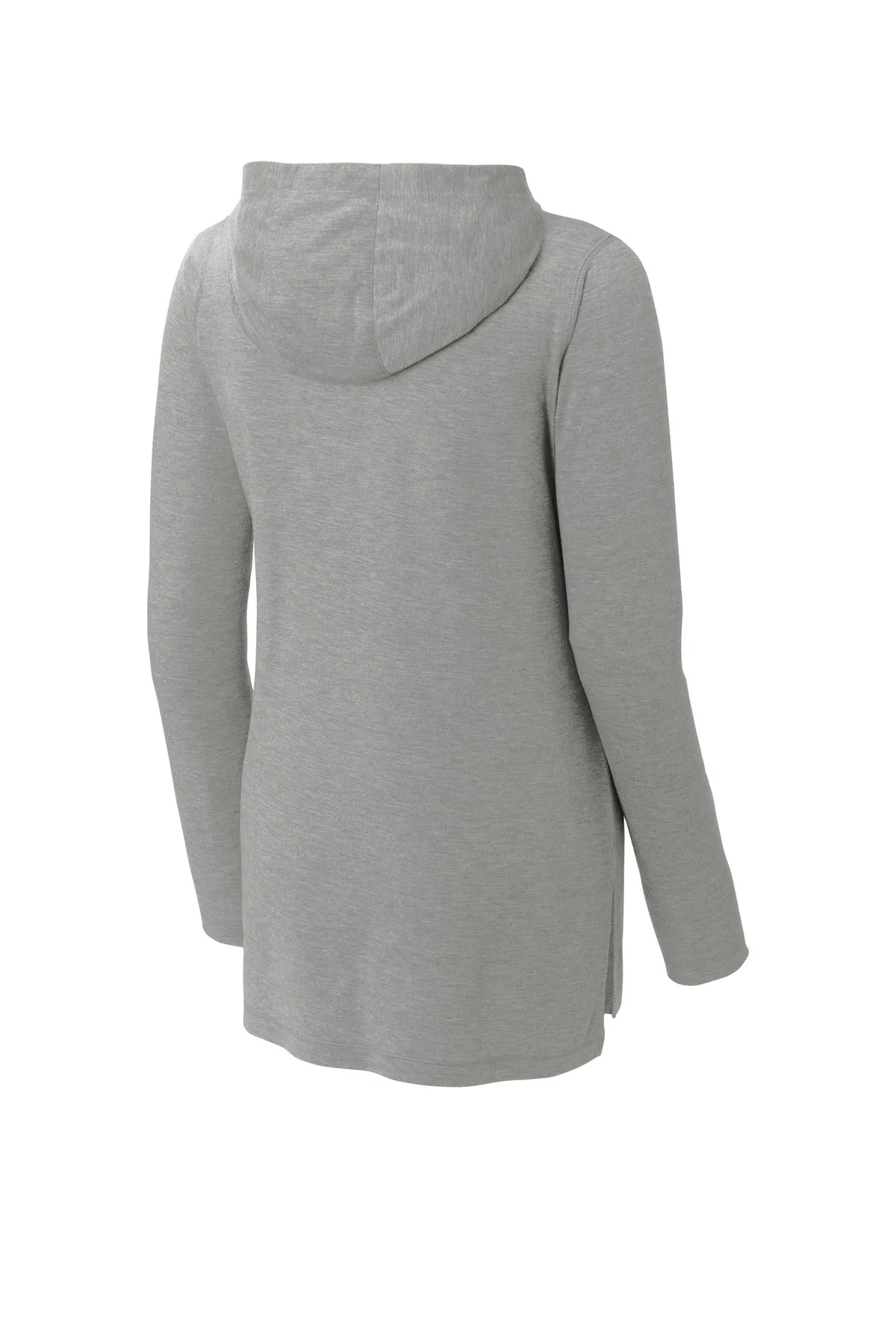 Sport-Tek Women's PosiCharge  Tri-Blend Wicking Long Sleeve Hoodie LST406 Light Grey Heather