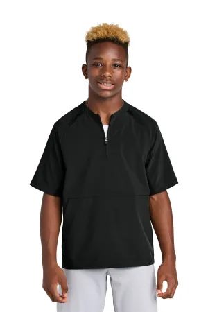 Sport-Tek Youth Repeat 1/2-Zip Short Sleeve Jacket YJST489 Black