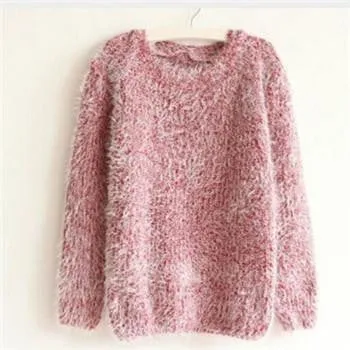 Sweater Women Fashion Warm Mohair O-Neck Women Pullover Long Sleeve Casual Loose Knitted Bottoming Tops