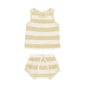 Terry Tank   Short Set || Yellow Stripe