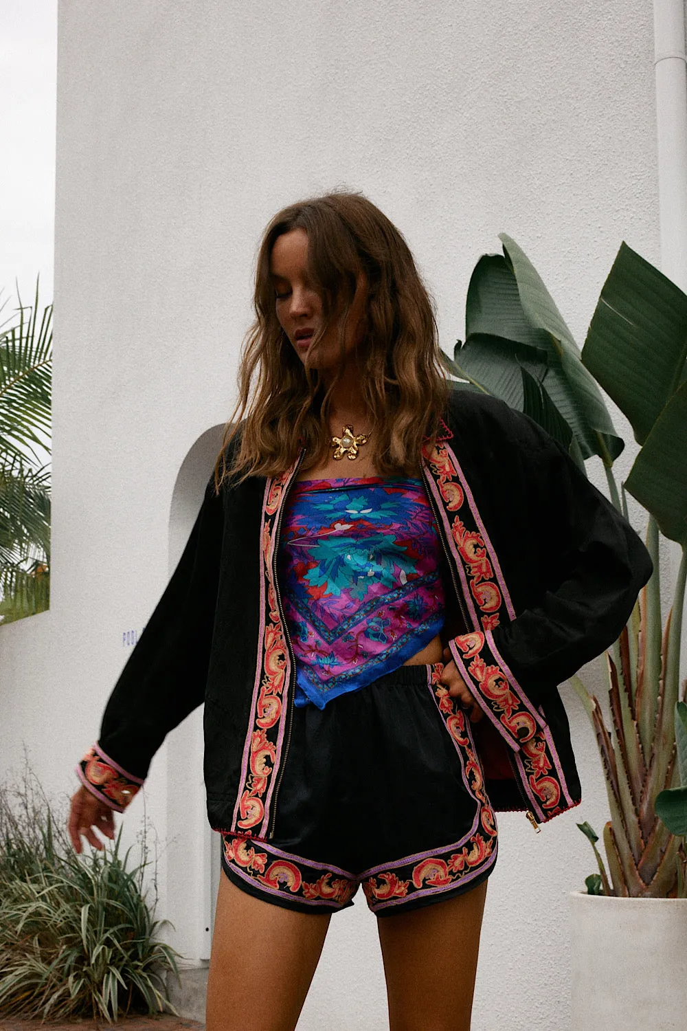 That’s What I Like Silk Satin Embroidered Jacket