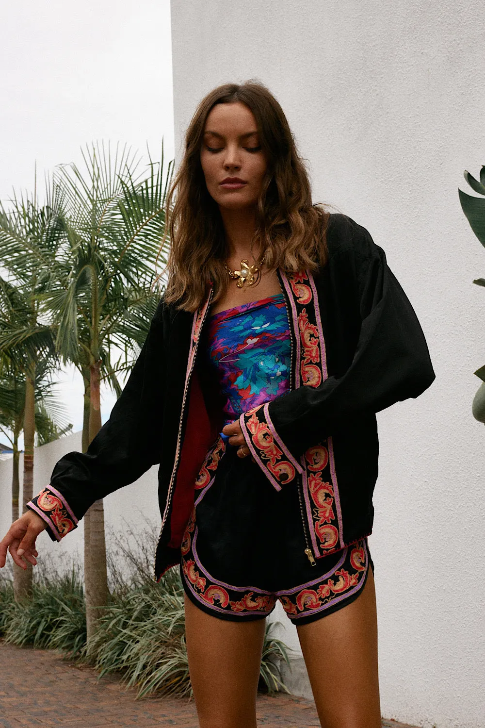 That’s What I Like Silk Satin Embroidered Jacket