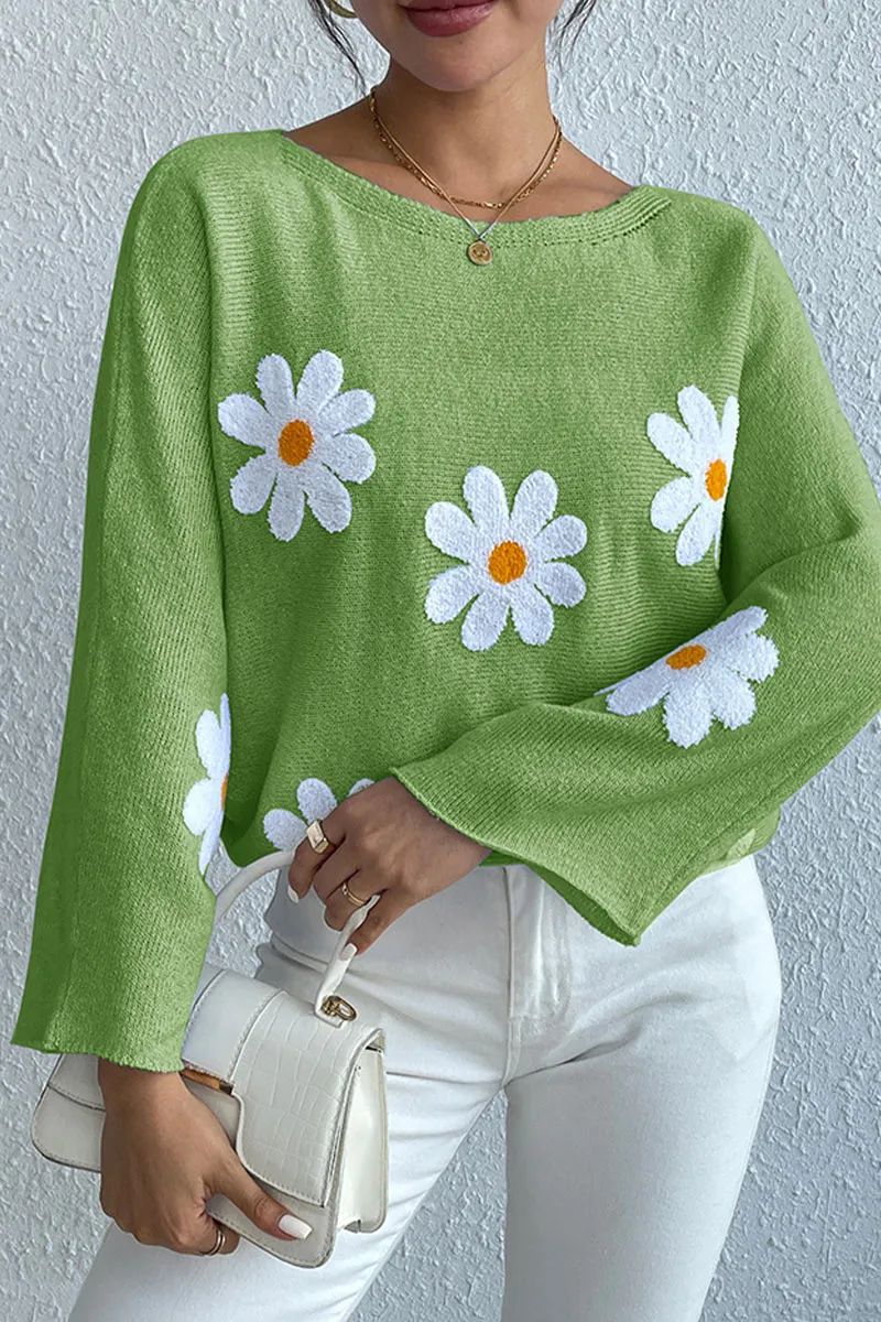 TK0641 Flowers Knitted Shirt