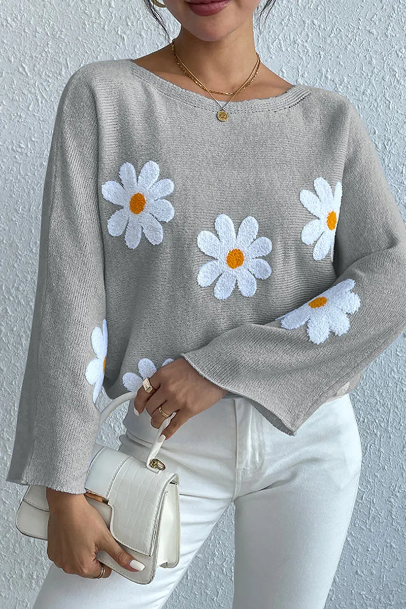 TK0641 Flowers Knitted Shirt