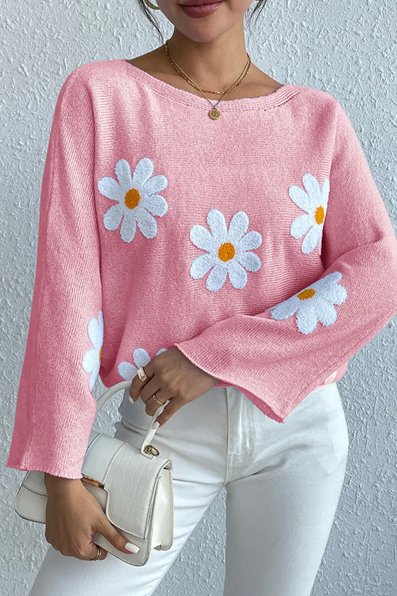 TK0641 Flowers Knitted Shirt