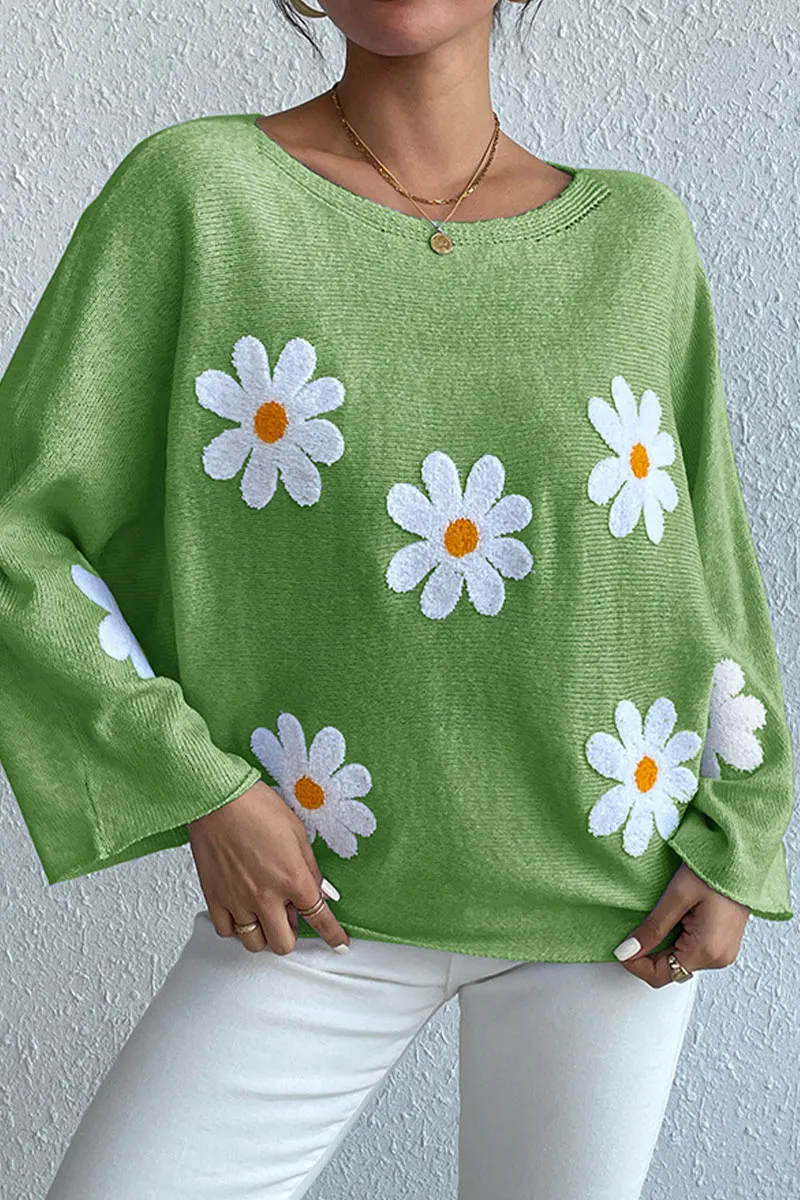 TK0641 Flowers Knitted Shirt