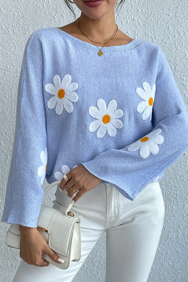 TK0641 Flowers Knitted Shirt