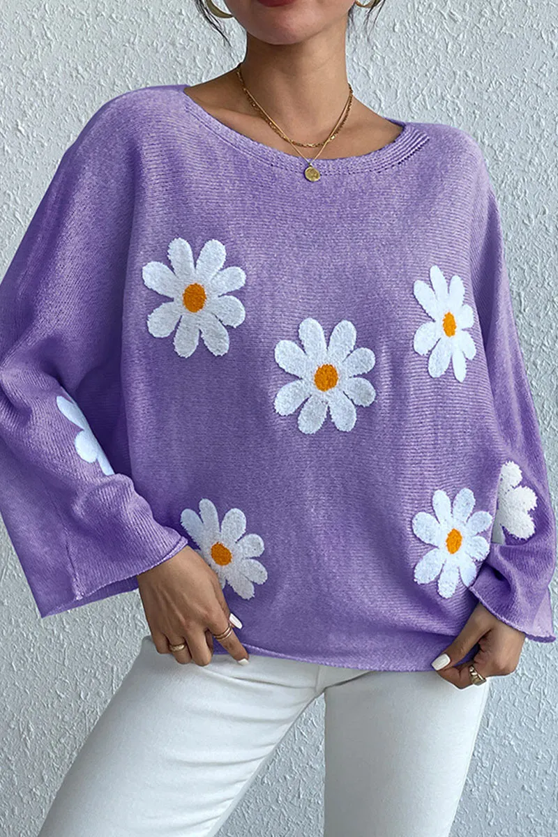 TK0641 Flowers Knitted Shirt
