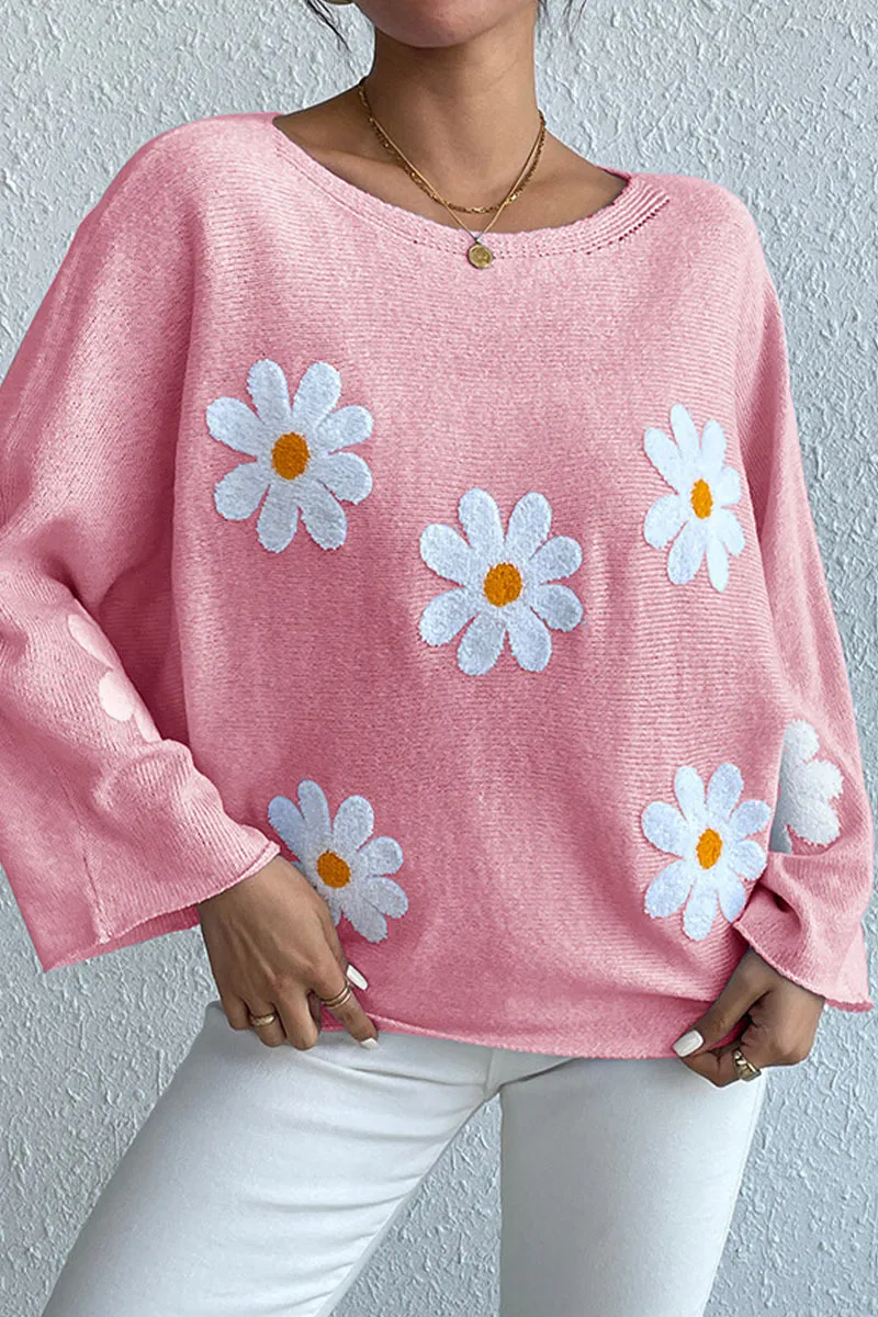 TK0641 Flowers Knitted Shirt