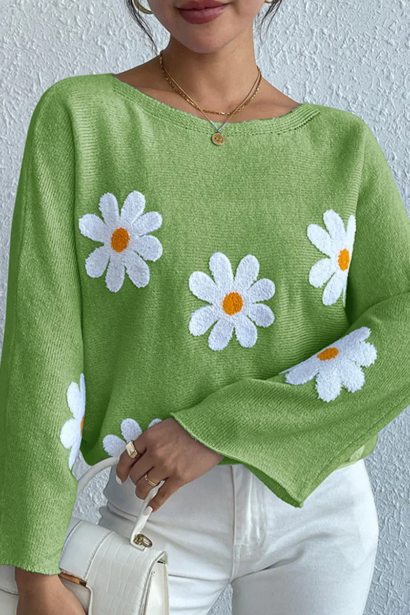 TK0641 Flowers Knitted Shirt