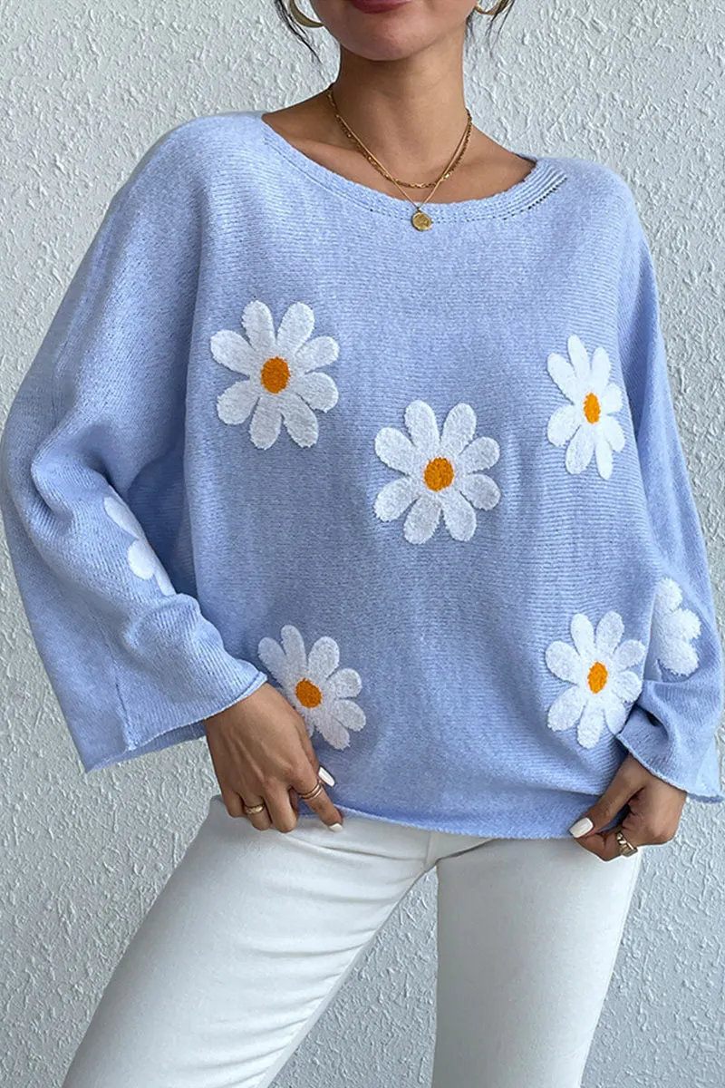 TK0641 Flowers Knitted Shirt